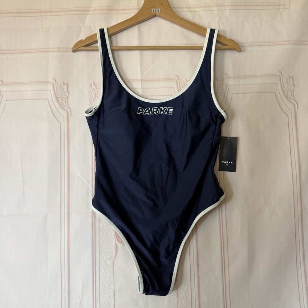PARKE x Target Women's 90s One Piece Swimsuit Navy Blue Size M NWT